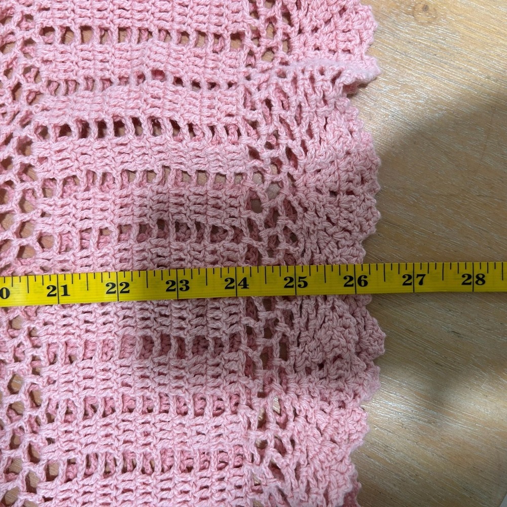 ROAMANS Pink Crochet V Neck Short Sleeve Overlay Top Size 22/24 Boho Cottage - Picture 8 of 8